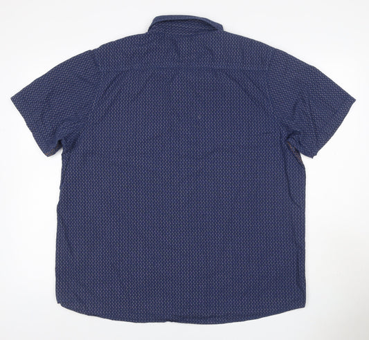 Weird Fish Men’s Blue XL Geometric Cotton Short Sleeve Button-Up Shirt