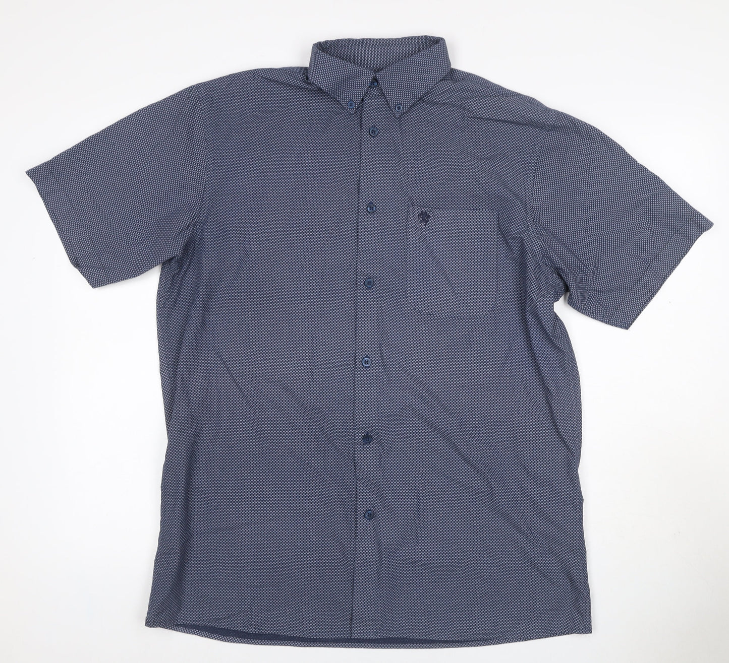 Carson Men's Blue L Geometric Short Sleeve Button-Down Shirt