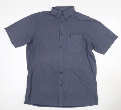 Carson Men's Blue L Geometric Short Sleeve Button-Down Shirt