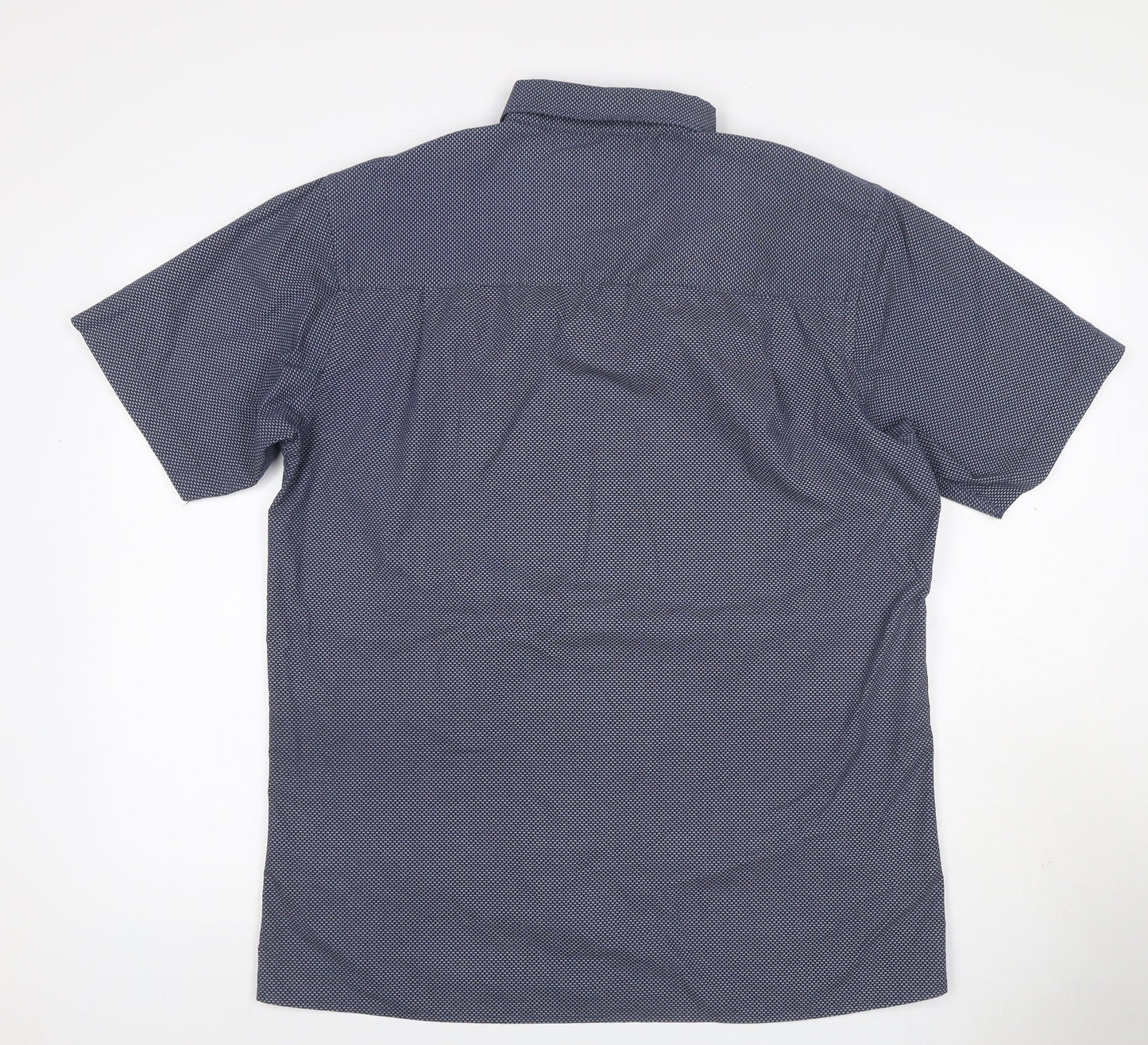 Carson Men's Blue L Geometric Short Sleeve Button-Down Shirt