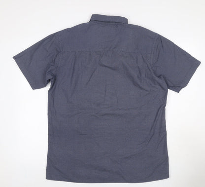 Carson Men's Blue L Geometric Short Sleeve Button-Down Shirt
