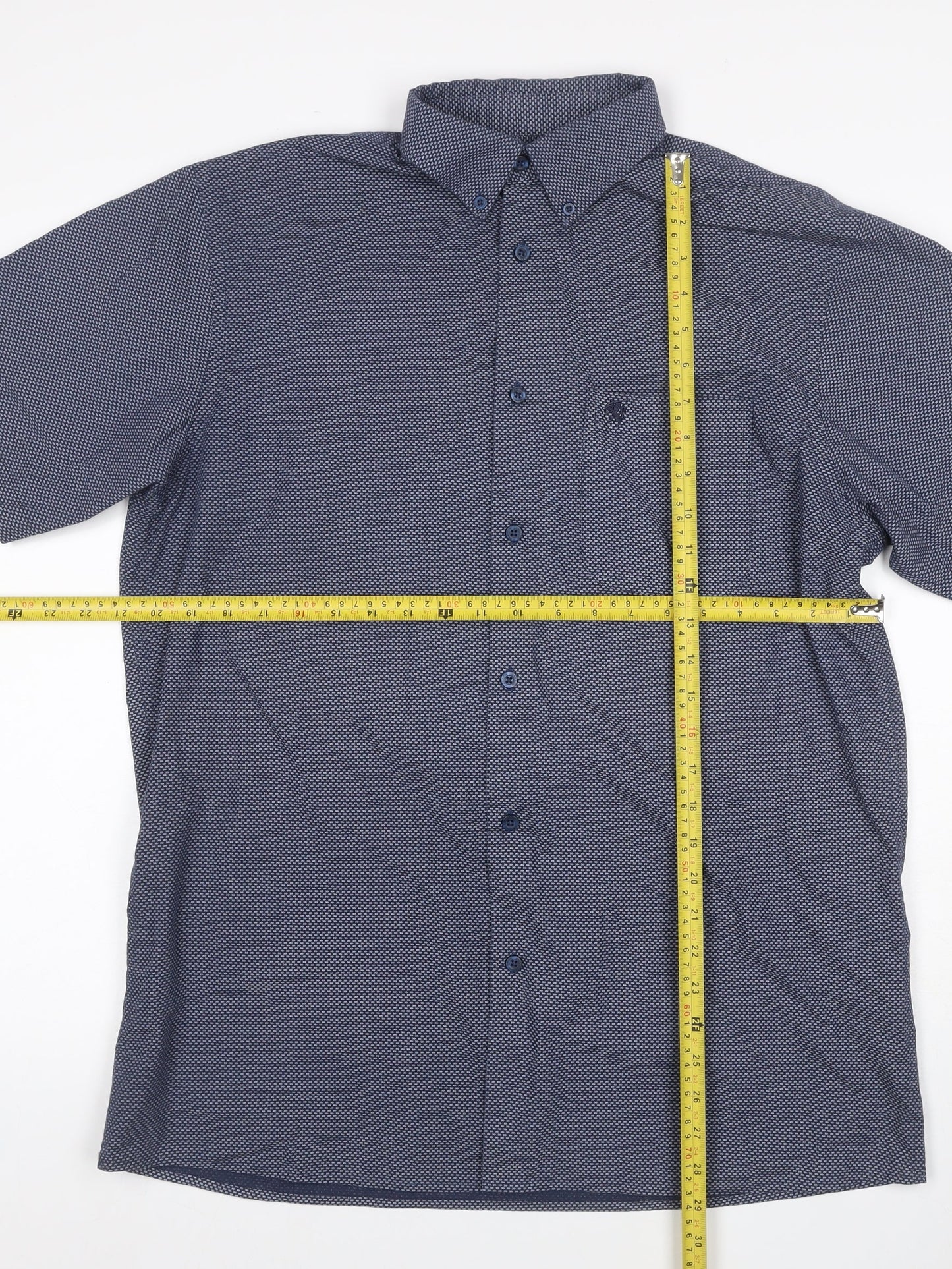 Carson Men's Blue L Geometric Short Sleeve Button-Down Shirt