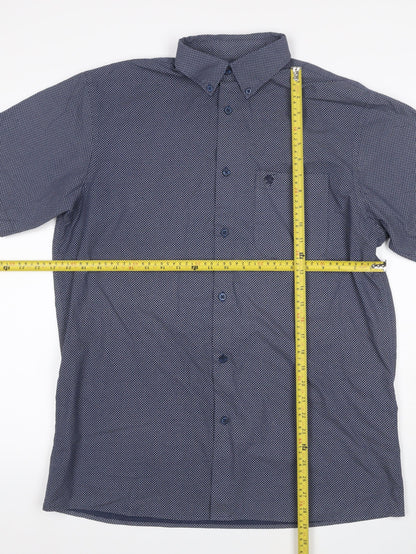 Carson Men's Blue L Geometric Short Sleeve Button-Down Shirt