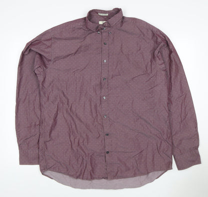 GANT Men's Purple 2XL Geometric Cotton Button-Down Long Sleeve Shirt