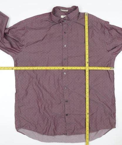 GANT Men's Purple 2XL Geometric Cotton Button-Down Long Sleeve Shirt