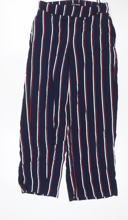 Next Women’s Blue Striped Wide Leg Drawstring Trousers UK 8 Petite