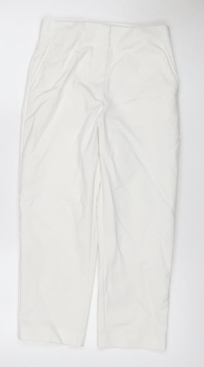 Marks and Spencer Women Ivory Size 8 Regular Straight Stretch Trousers