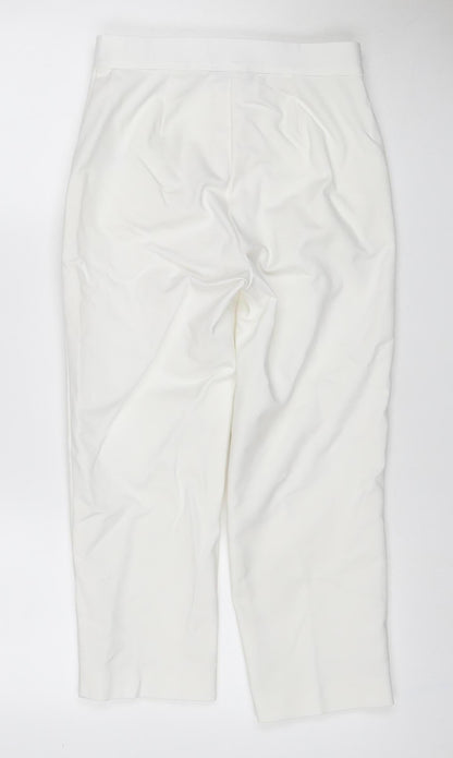 Marks and Spencer Women Ivory Size 8 Regular Straight Stretch Trousers