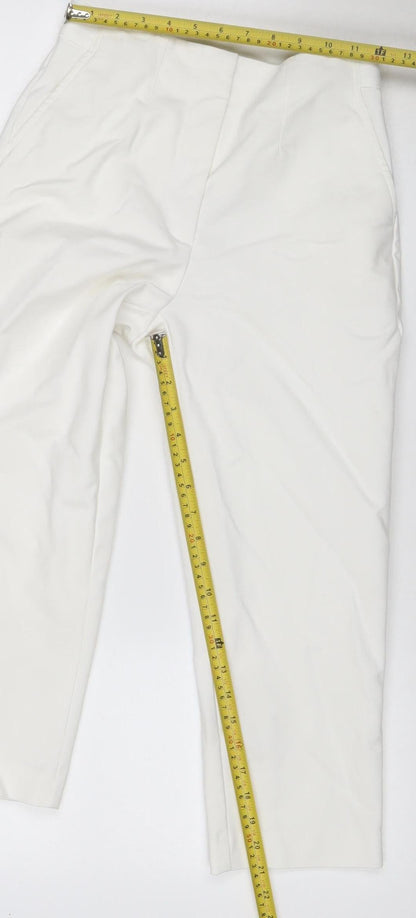 Marks and Spencer Women Ivory Size 8 Regular Straight Stretch Trousers