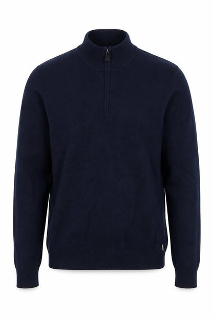 Superdry Men Blue L 1/4 Zip High Neck Knit Jumper