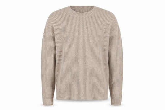 Marks and Spencer Women’s Beige M Ribbed Knit Crew Neck Jumper