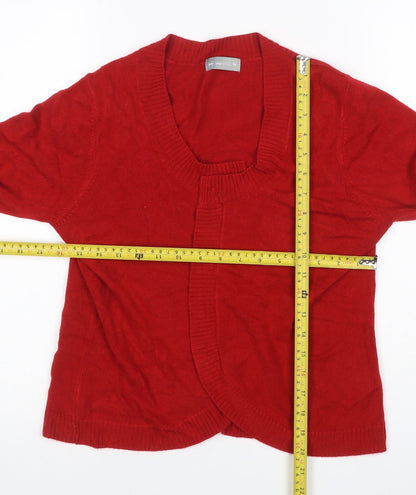 Per Una Women Red Size 14 Open Wrap Cotton Knit Cardigan