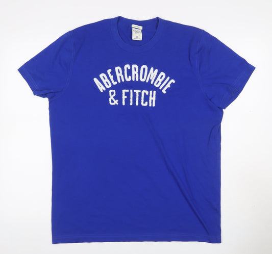Abercrombie & Fitch Men Blue XL Muscle Logo Graphic Crew Neck T-Shirt