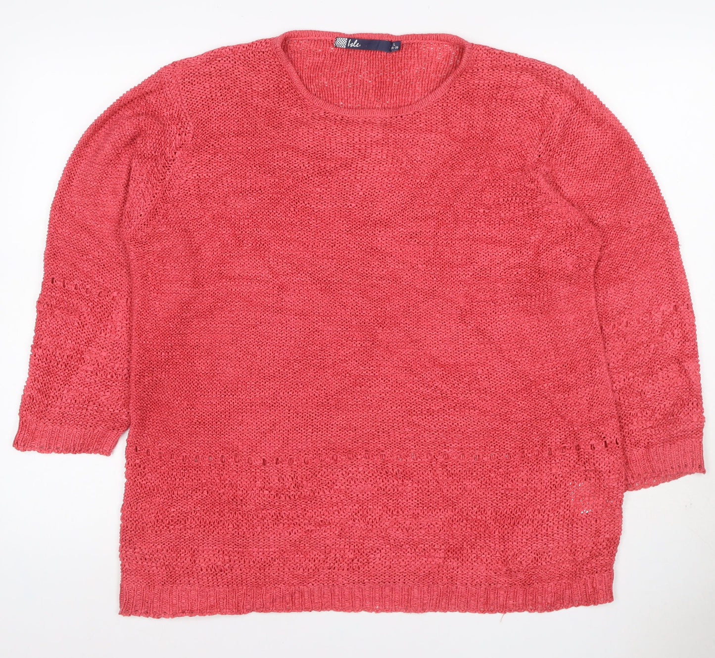 Isle Women’s Pink Open Knit Pullover Jumper Size 18 Plus