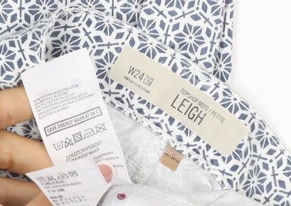 Topshop Women White Geometric Leigh Skinny Jeggings UK 6 Petite