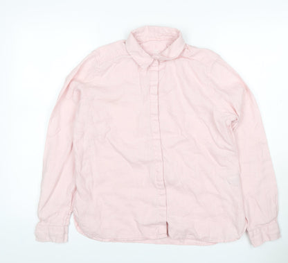 Marks and Spencer Women Pink UK 12 Pure Linen Collared Button-Up Shirt