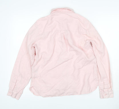 Marks and Spencer Women Pink UK 12 Pure Linen Collared Button-Up Shirt