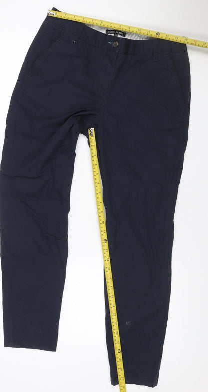 Next Women’s Navy Petite UK 10P Cotton Chino Trousers Pockets