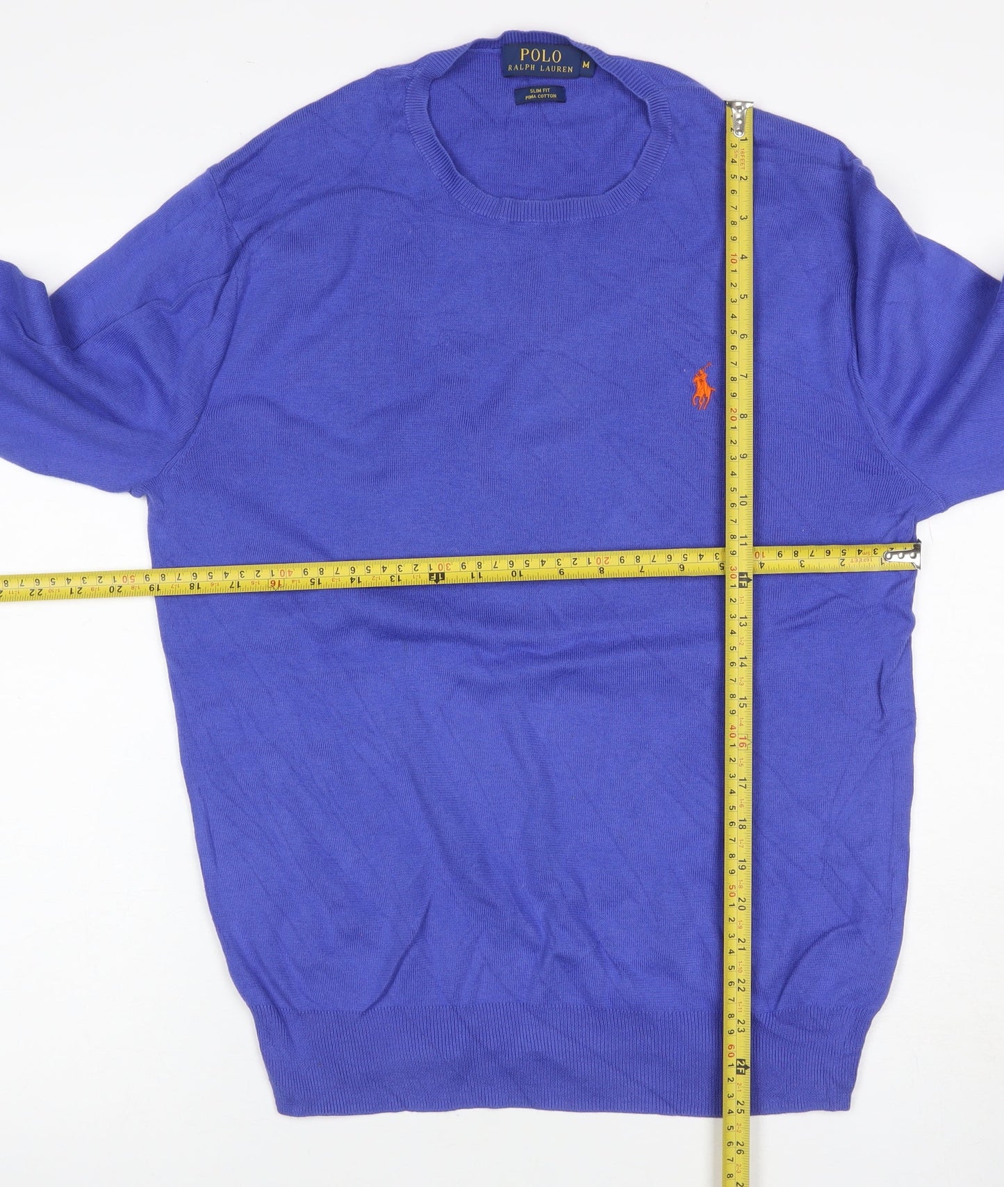 Polo Ralph Lauren Men Blue M Slim Fit Pima Cotton Crew Neck Jumper