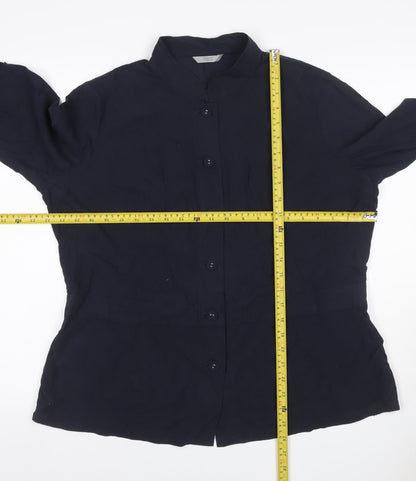 Marks and Spencer Women’s Navy UK 18 Silk Tunic Button-Up Blouse