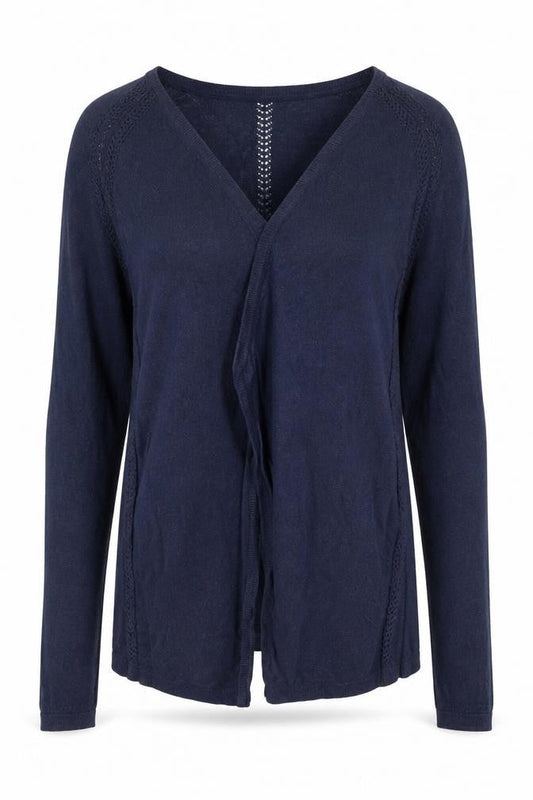 FatFace Women’s Blue Size 12 Open Knit V-Neck Long Sleeve Cardigan