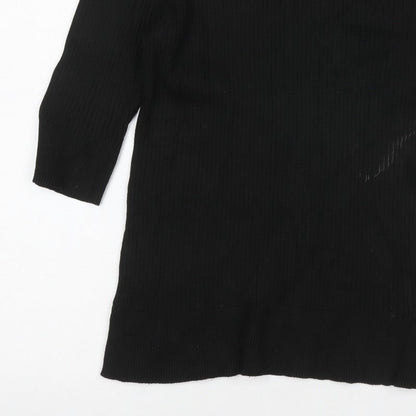 DKNY Women’s Black UK 12 Ribbed Zip Neck Long Sleeve Tunic Top