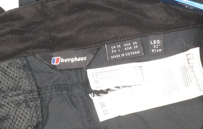 Berghaus Unisex Adults Black Size 34 Waterproof Rain Trousers 32in