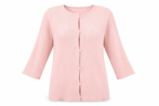 ASOS Design Women Pink UK 12 Rib Knit Button 3/4 Sleeve Cardigan