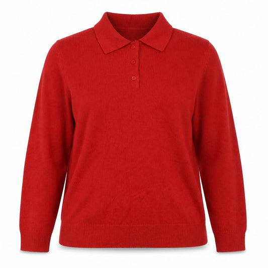 Damart Women’s Red Size 16 Collared Henley Button Knit Jumper