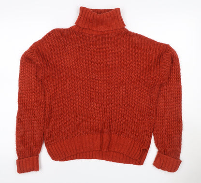 Glamorous Women’s Orange XS Chunky Knit Roll Neck Pullover Jumper