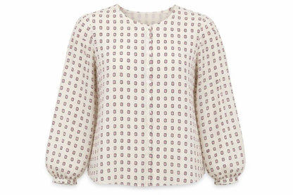Fenn Wright Manson Women Ivory Pink Geometric Silk Blouse UK 8