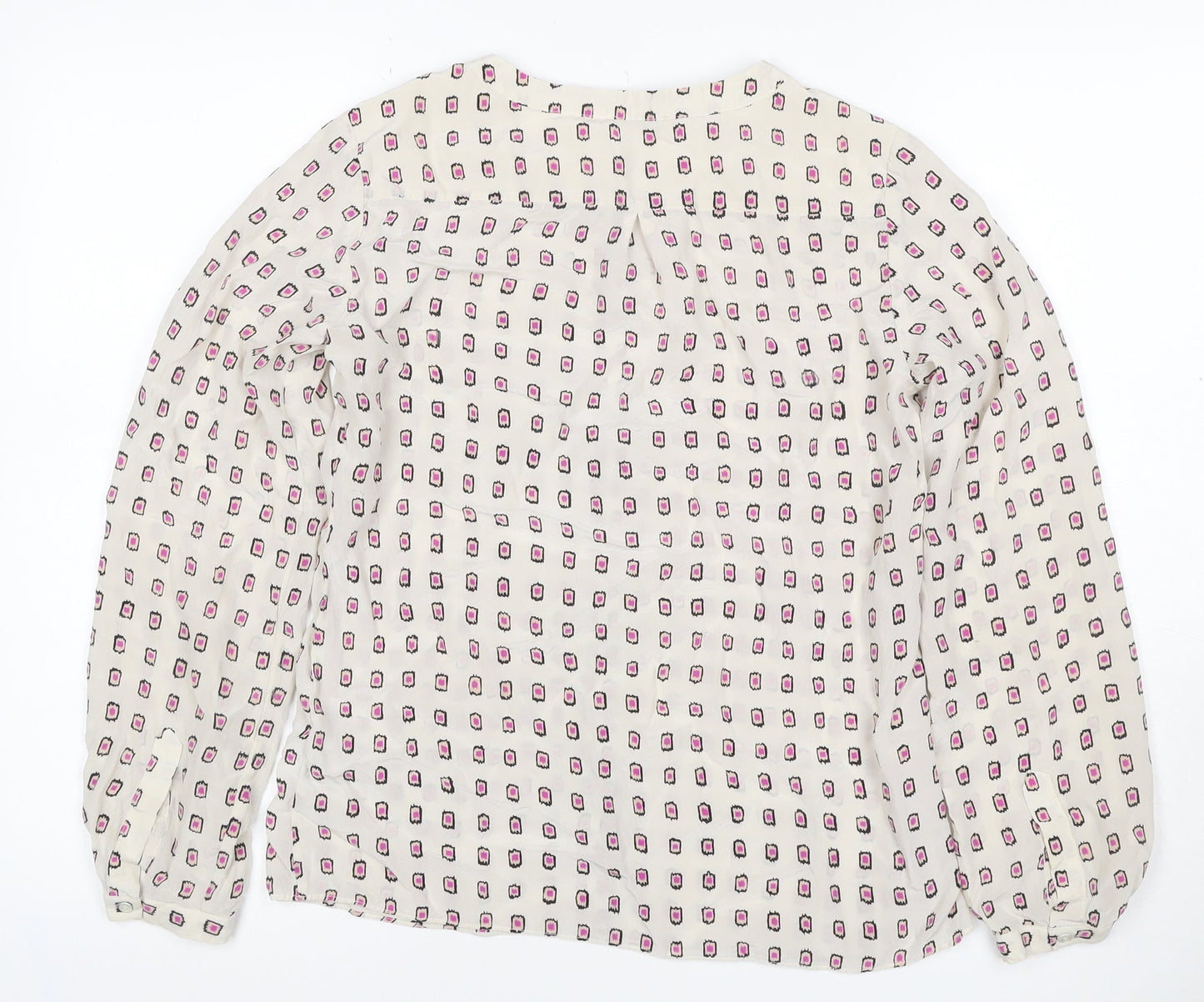Fenn Wright Manson Women Ivory Pink Geometric Silk Blouse UK 8