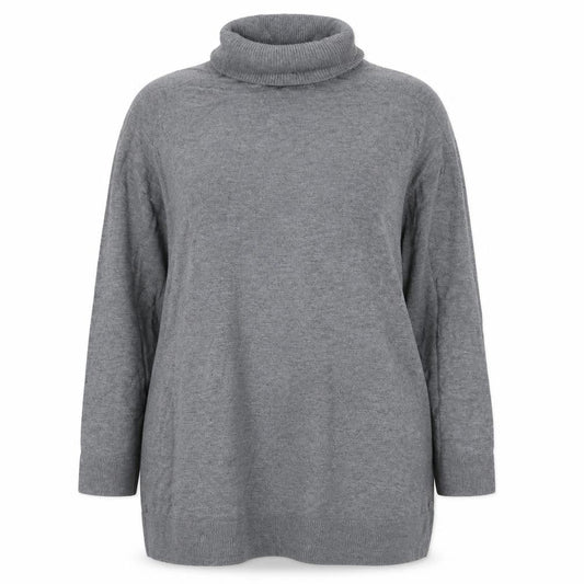 H&M Women Grey UK 14 Roll Neck Long Sleeve Knit Tunic Jumper