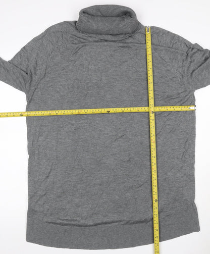 H&M Women Grey UK 14 Roll Neck Long Sleeve Knit Tunic Jumper
