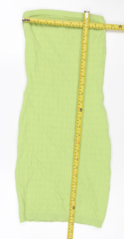 Bershka Women Green XS Bodycon Mini Knit Sleeveless Dress