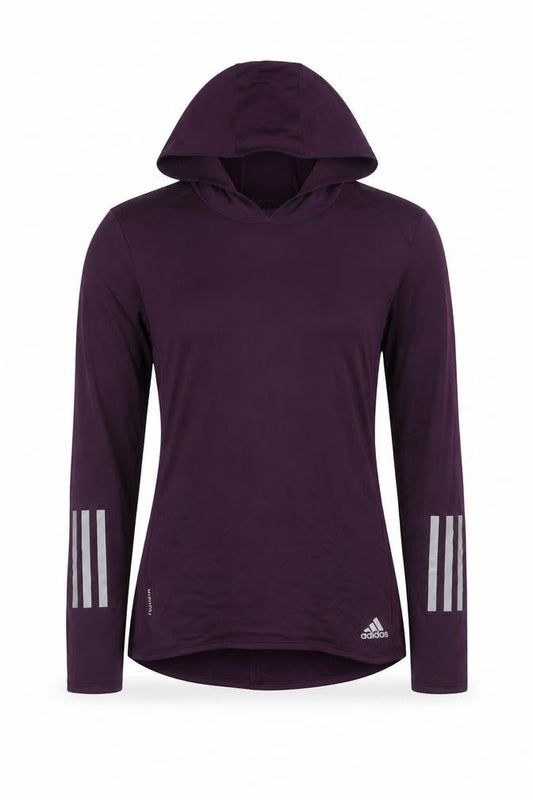 adidas Women Purple S Climawarm Hooded Long Sleeve Activewear Top