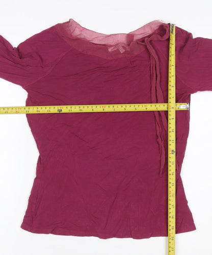 Laura Ashley Women Burgundy UK 8 Basic Long Sleeve Boat Neck Jersey Top