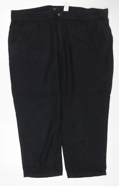 Next Women’s Black Linen Blend Straight Trousers UK 20 Regular