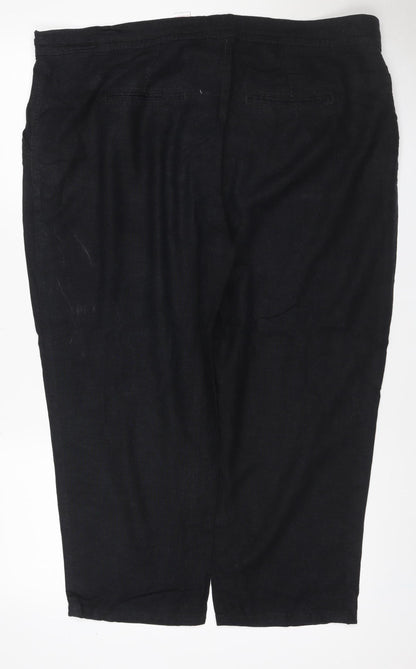 Next Women’s Black Linen Blend Straight Trousers UK 20 Regular