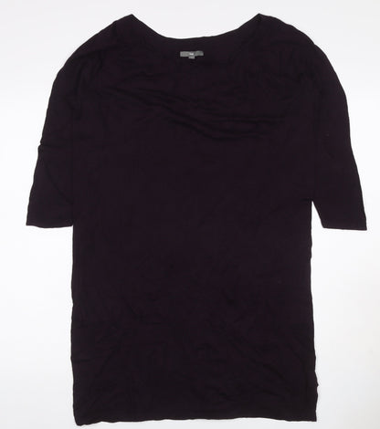 Gap Women Black M Jersey Knee Length Shift Dress 3/4 Sleeve Ruffle