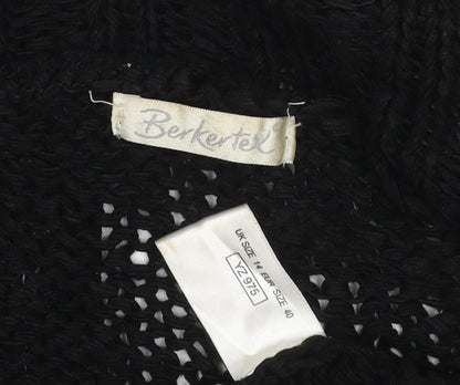 Berkertex Women's Black UK 14 Open Knit Fringe Cardigan Vintage