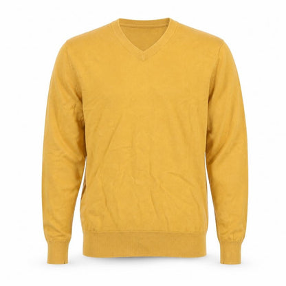 Marks & Spencer Men Yellow M V-Neck Pure Cotton Pullover Jumper