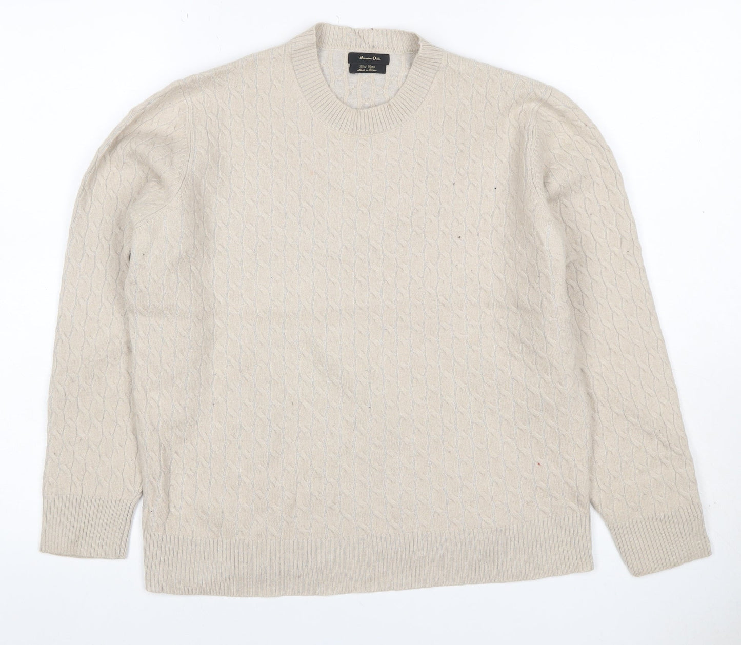 Massimo Dutti Women Ivory S Cable-Knit Cotton Blend Pullover Jumper