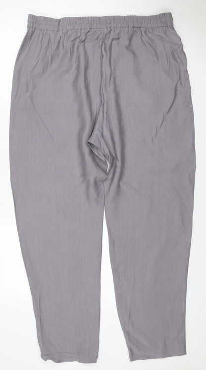 Marks and Spencer Women Grey Size 8 Tapered Drawstring Trousers