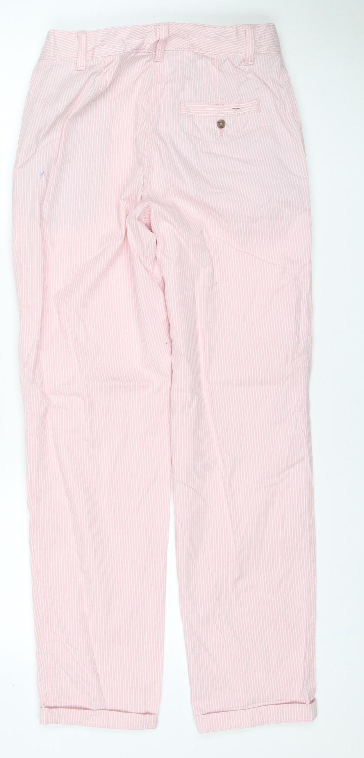 M&S Women Pink Stripe Size 6 Slim Tapered Chino Trousers