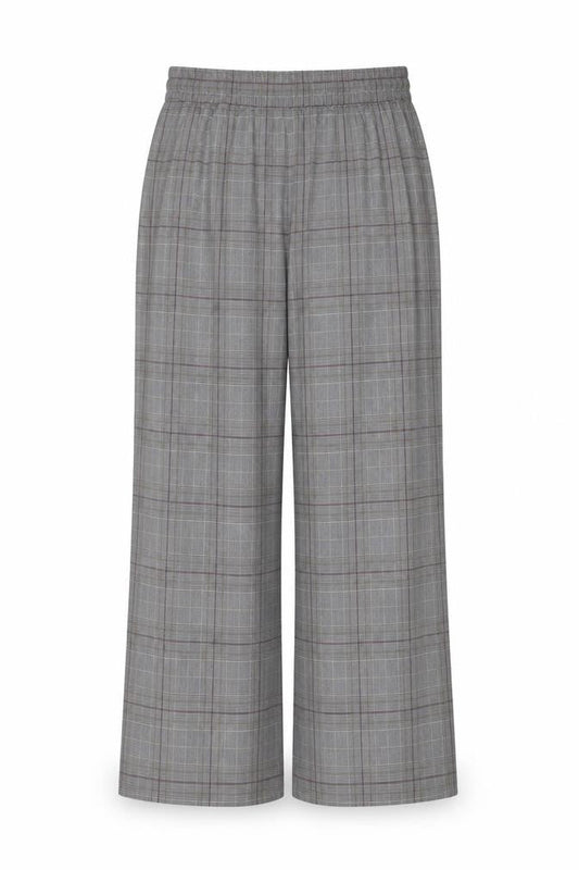Marks & Spencer Women Grey Check Wide Leg Trousers UK 14 Regular