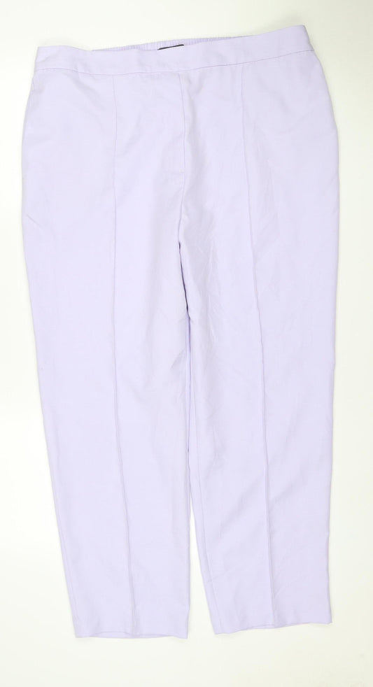 M&S Women Purple Size 20 Short Wide Leg Elastic Waist Trousers