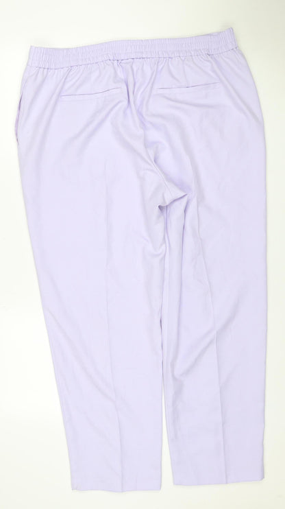 M&S Women Purple Size 20 Short Wide Leg Elastic Waist Trousers