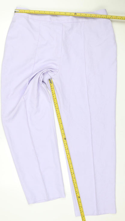 M&S Women Purple Size 20 Short Wide Leg Elastic Waist Trousers