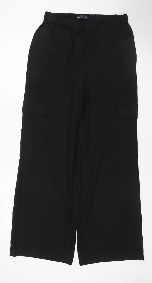 Marks & Spencer Women’s Black UK 12 Cargo Wide-Leg Trousers